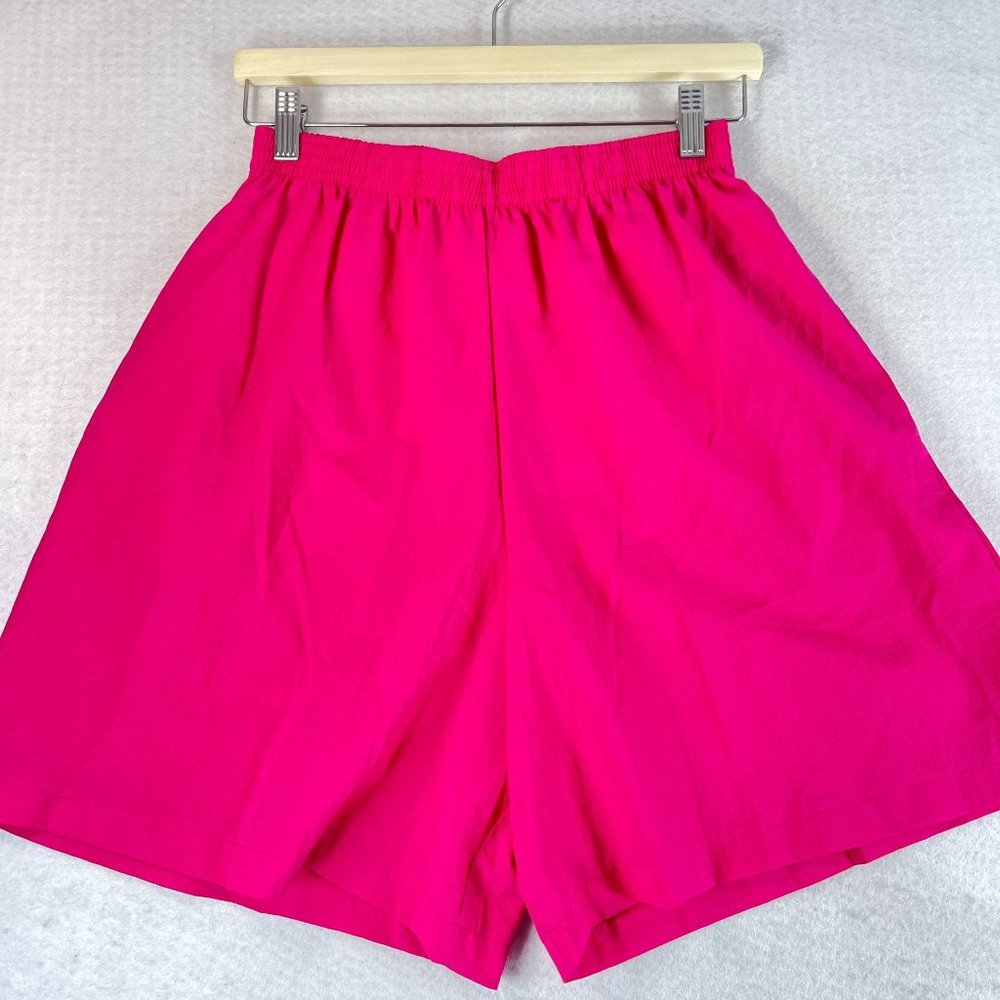 Vintage BONNNIE BLAIN Womens M Barbie Pink Highrise Shorts Windbreaker Fabric